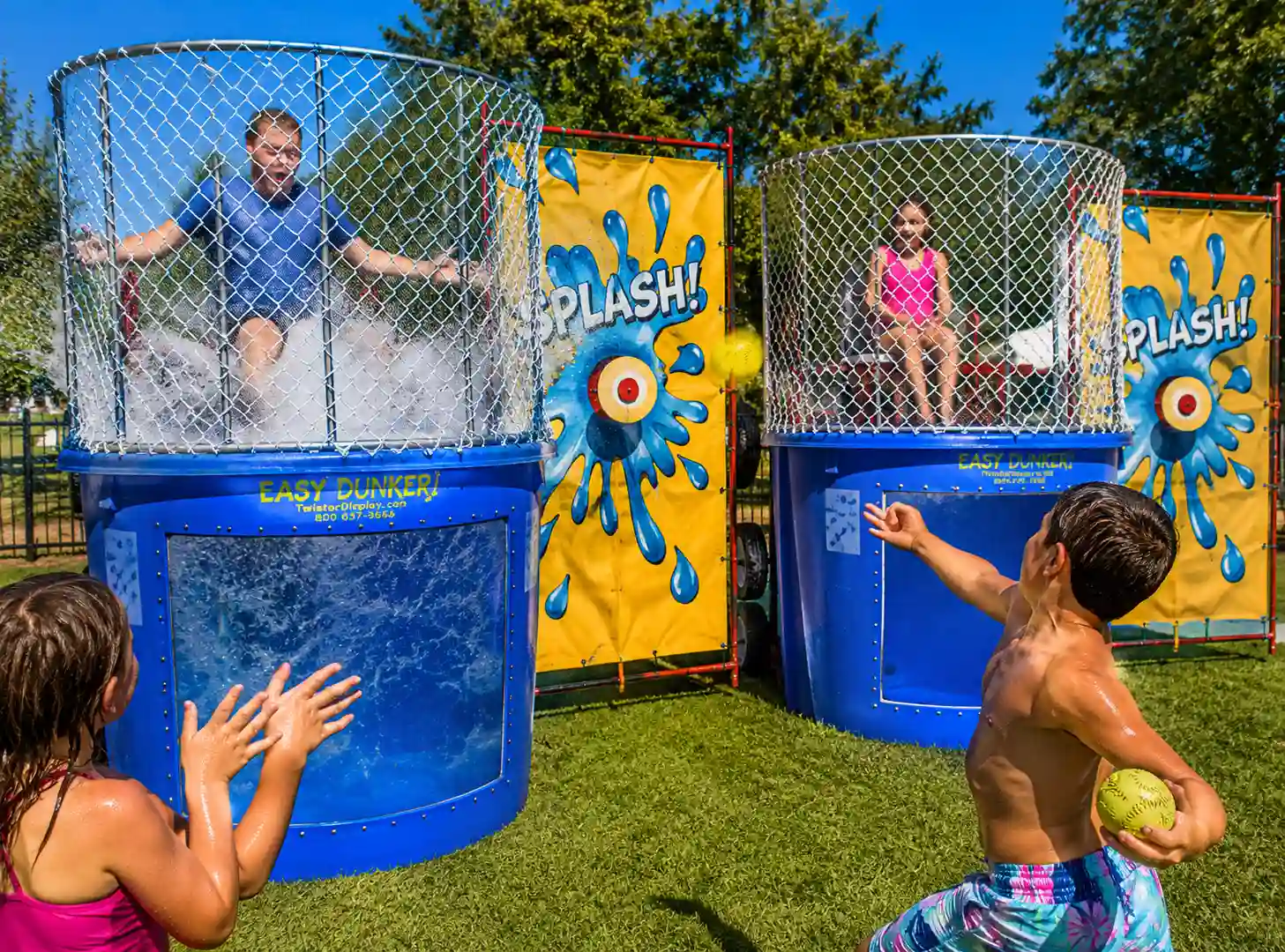 Dunk Tank Blue — 500 gallon steel cage dunk tank rental