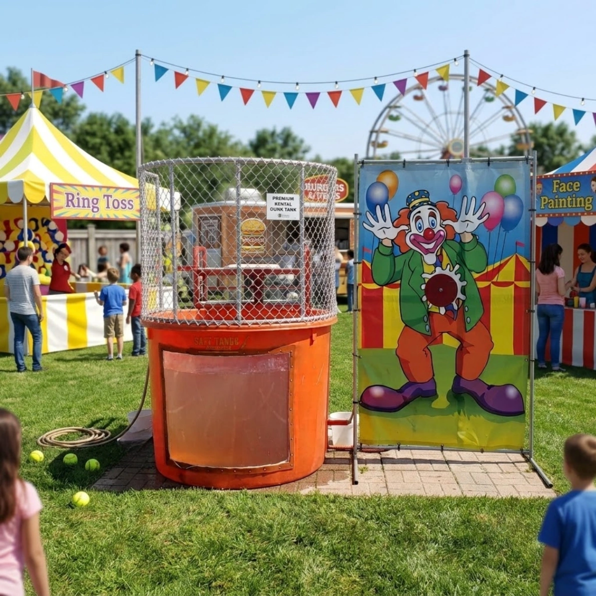 Dunk tank rental as the main attraction at a Chicago birthday party